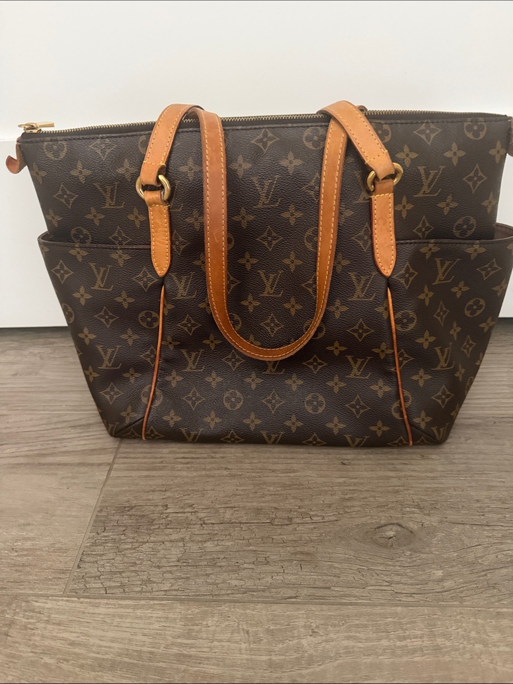 Louis Vuitton Monogram Canvas Shopper Tote in Brown with Tan Trim